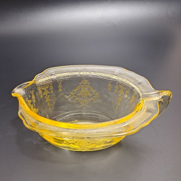 Anchor Hocking Princess Yellow Glass Creamer With Embossed Design Vintage - Picture 10 of 15